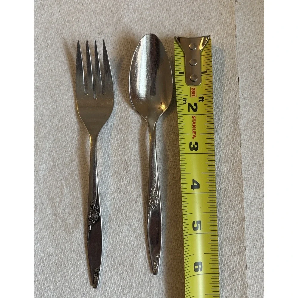 Oneida West Bend TWILIGHT ROSE Stainless Flatware 1 Teaspoon 1 Fork